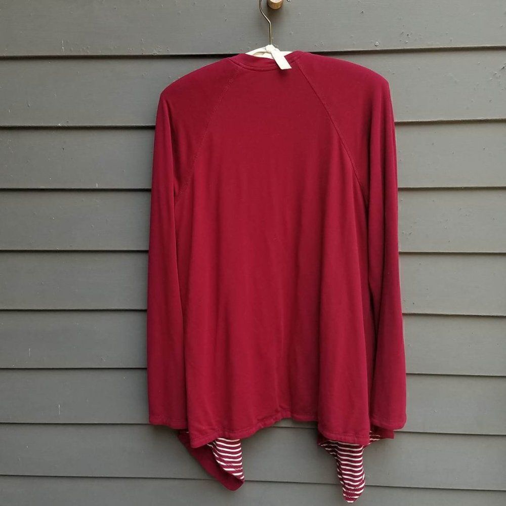Hawthorne Deep Red Open Front Cardigan Size Medium - Picture 2 of 8